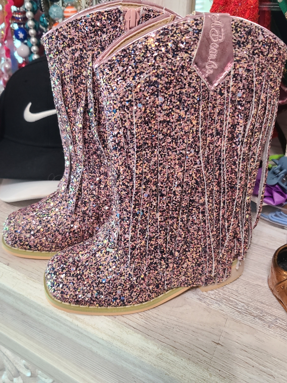Glitter Fringe Boots